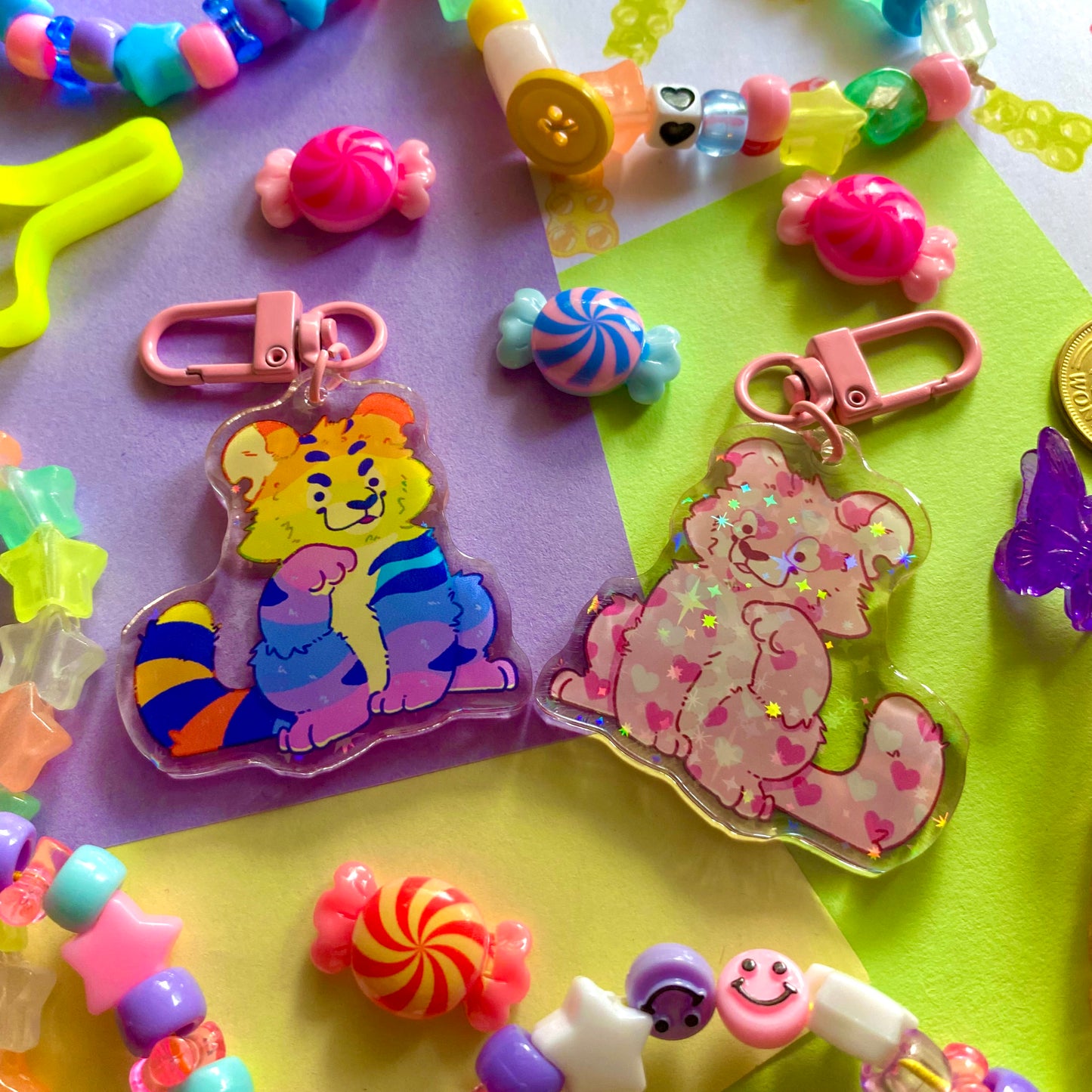 rainbow tiger keychain