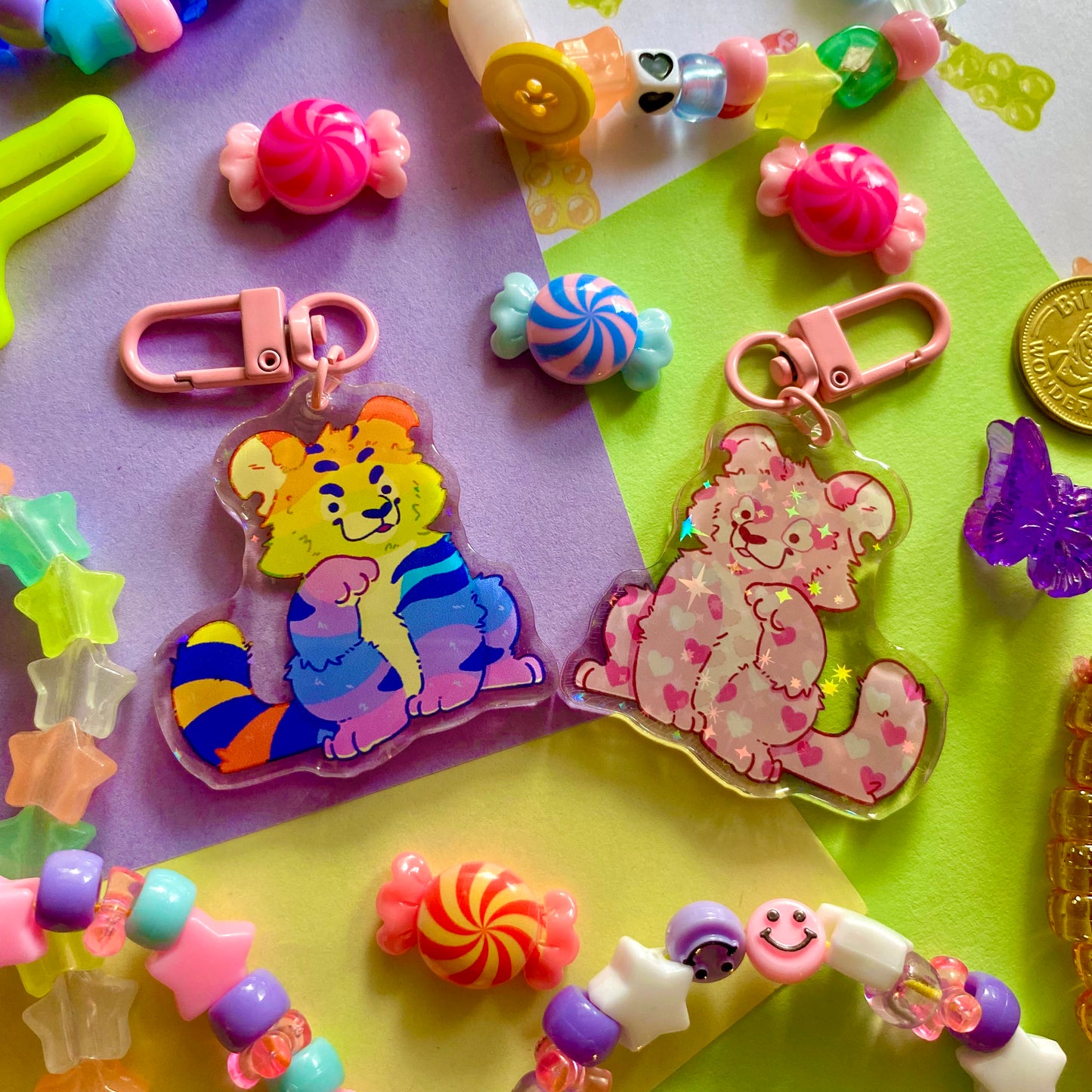 rainbow tiger keychain