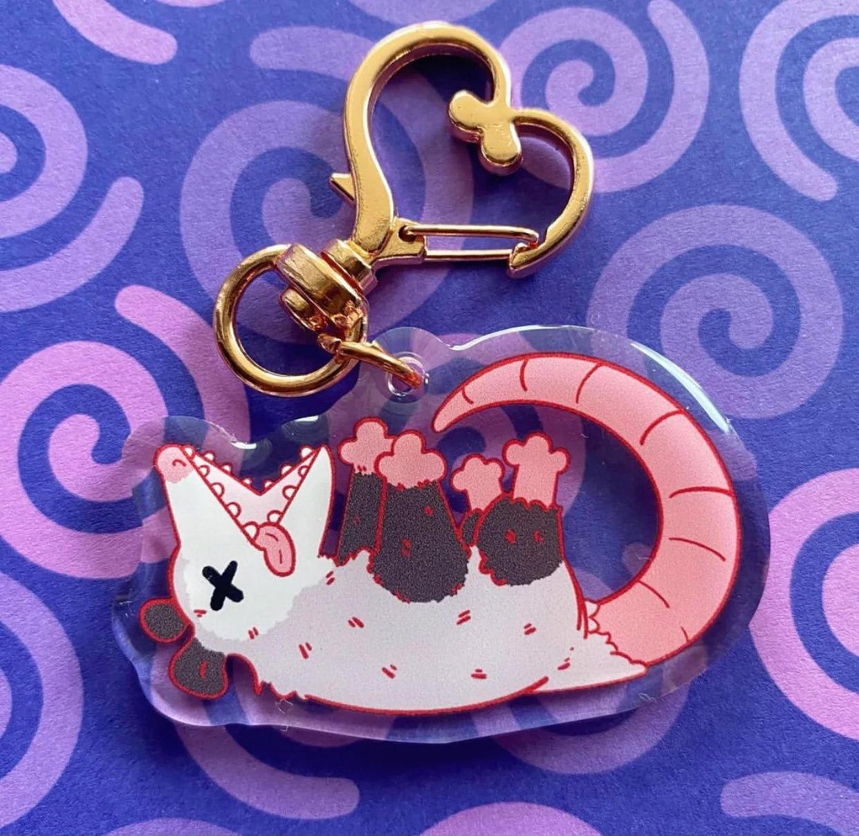 possum playin' dead keychain