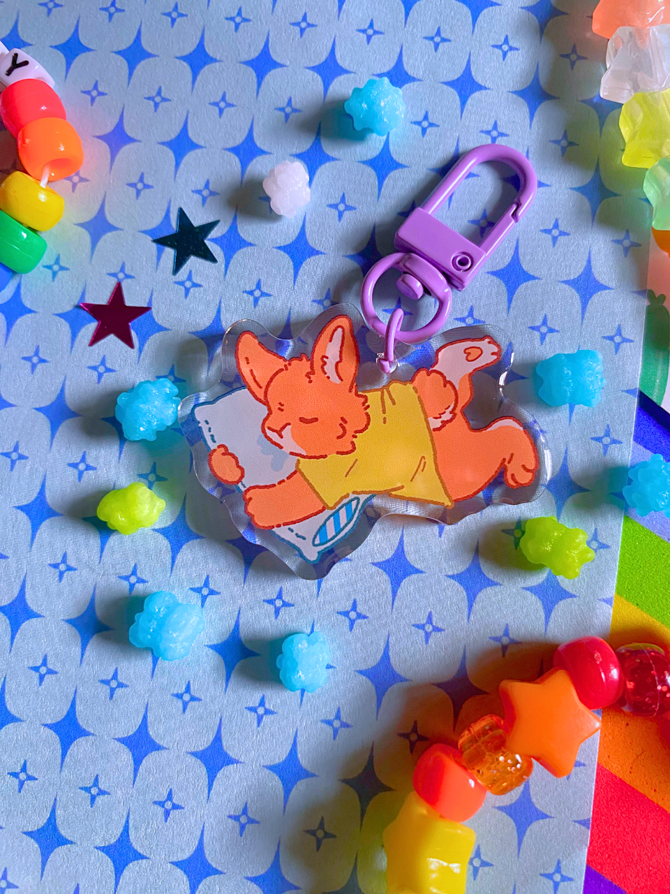 sleepy bunny keychain