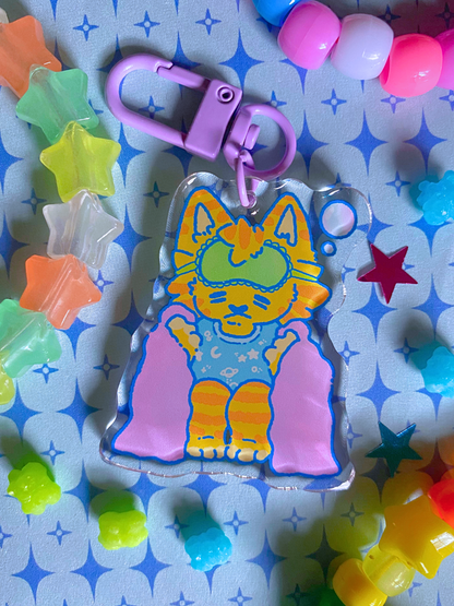 sleepy kitty keychain