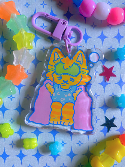 sleepy kitty keychain